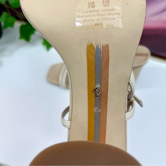 Sam Edelman Kit Ivory Square Toe Slingback Strap Cylindrical Block Heel Sandals - Picture 11 of 12